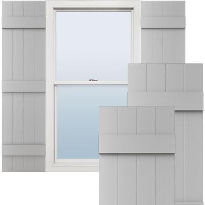 Ekena Millwork Lifetime Vinyl LJ4S14X05900PG Standard Four Board Joined, Board-n-Batten Vinyl Shutters, w/Installation Shutter-Lok's & Matching Screws (Per Pair), 14"W x 59"H, Paintable