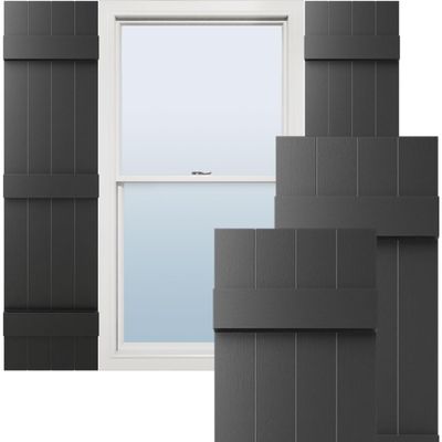 Ekena Millwork Lifetime Vinyl LJ4S14X06700BL Standard Four Board Joined, Board-n-Batten Vinyl Shutters, w/Installation Shutter-Lok's & Matching Screws (Per Pair), 14"W x 67"H, Black