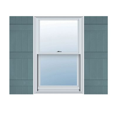 Ekena Millwork Lifetime Vinyl LJ4S14X06700WB Standard Four Board Joined, Board-n-Batten Vinyl Shutters, w/Installation Shutter-Lok's & Matching Screws (Per Pair), 14"W x 67"H, Wedgewood Blue