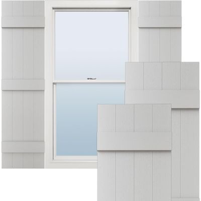 Ekena Millwork Lifetime Vinyl LJ4S14X06700WH Standard Four Board Joined, Board-n-Batten Vinyl Shutters, w/Installation Shutter-Lok's & Matching Screws (Per Pair), 14"W x 67"H, White