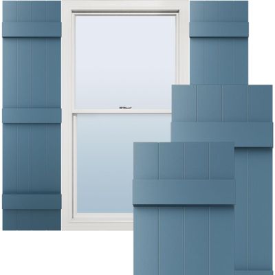 14"W x 75"H Lifetime Vinyl, Standard Four Board Joined, Board-n-Batten Shutters, w/Installation Shutter-Lok's & Matching Screws (Per Pair), Classic Blue