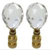 Royal Designs Large Faceted Diamond Cut Clear K9 Crystal 1.75" Lamp Finial for Single Lamp Shade, Polished Brass Base - Set of 2 view 1