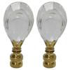 Royal Designs Flat Teardrop Shaped K9 Clear Crystal 1.12" Lamp Finial for Single Lamp Shade, Polished Brass Base - Set of 2 view 1