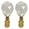 Royal Designs, Inc. Medium Diamond Faceted Cut Clear K9 Crystal 1.25" Lamp Finial for Lamp Shade, Polished Brass Base (CCF-2005M-PB-1) view 1