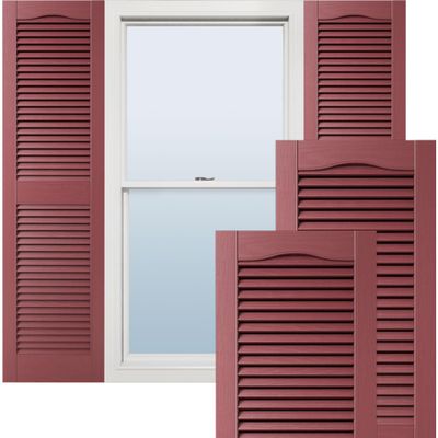 14 1/2"W x 68"H Lifetime Vinyl, TailorMade Cathedral Top Center Mullion, Open Louver Shutters, w/Shutter-Loks (Per Pair), Wineberry
