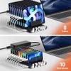 Alxum Multi USB Charging Station,Fast 120W 10 Port iPad Tablet Charger Dock view 4