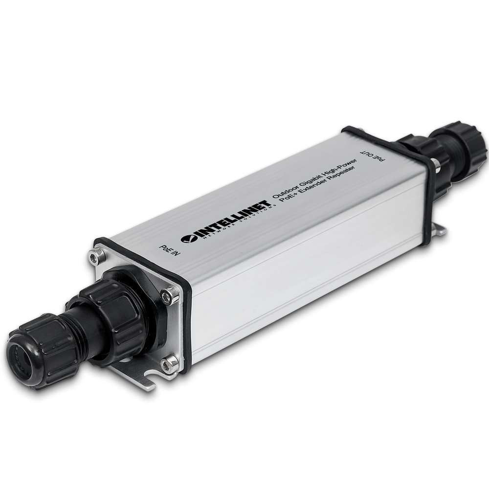 Intellinet Outdoor Gigabit PoE+ Extender Repeater  POE IP65 Rating  25W Power Budget via Cat5e Cat6 RJ45 Ethernet Network Cables, Daisy-Chain  3 Yr Mfg Warranty  561211