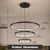 LightInTheBox Modern LED Chandelier 3 Ring Chandelier Dimmable Circular Dining Ceiling Pendant Light for Dinning Room Living Room 60+40+20cm (Black; Light Source: Stepless Dimming) view 3