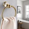 WINCASE Crystal Towel Ring, Gold Towel Holders for Bathrooms, Round Hand Towel Rack Wall Mounted Decorative view 2