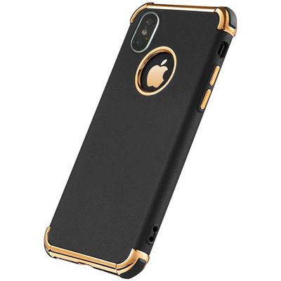 Tverghvad Matte Phone Case Compatible with iPhone X, Ultra Thin Slim Fit Flexible Soft Case with Electroplated Elegant Phone Case for iPhone X/iPhone Xs, Black Gold (5.8 inch)