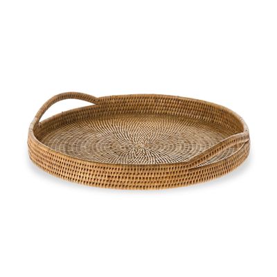 KOUBOO La Jolla Rattan Serving and Display Tray with Handles, Hosting, Party and Ottoman Tray for Tea, Living Room