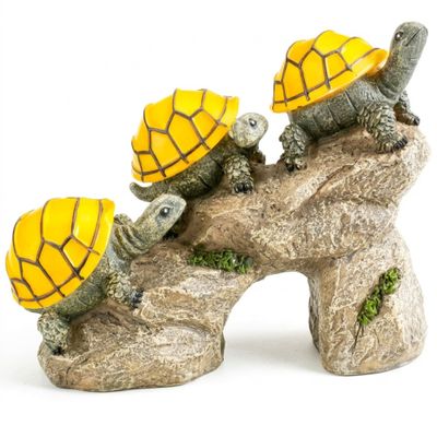 Solar Powered Turtles on Log Outdoor Accent Lighting LED Garden Light Decor