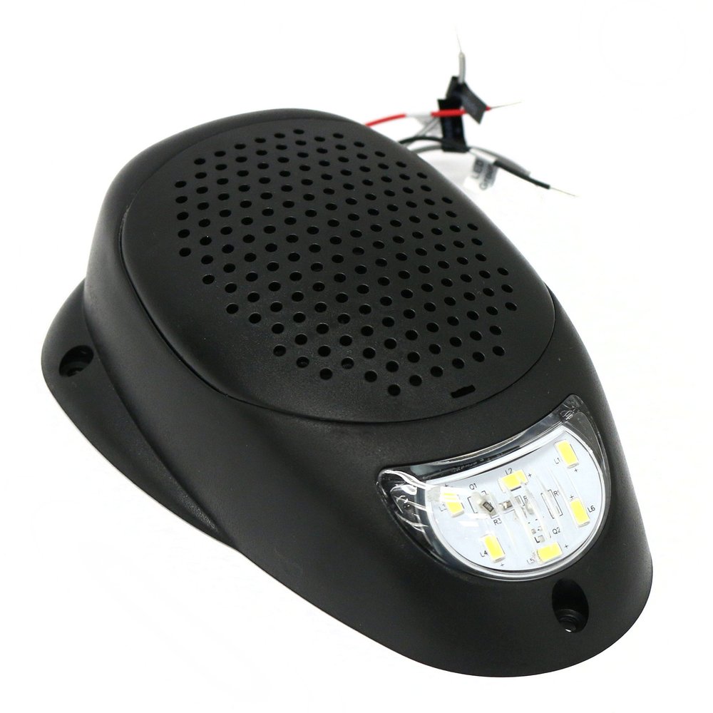 1 Factory Radio Black 3" Water Resistant Surface Mount Satellite Speaker White LED Lighting 12V