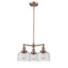 Innovations 207-AC-G74 3 Light Chandelier, Antique Copper view 2