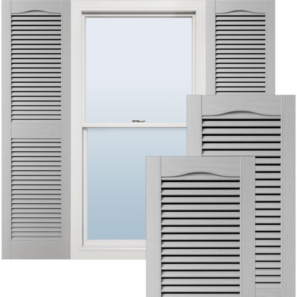 Ekena Millwork Lifetime Vinyl LL1S12X07200PG Standard Cathedral Top Center Mullion, Open Louver Vinyl Shutters, w/Installation Shutter-Lok's & Matching Screws (Per Pair), 12"W x 72"H, Paintable