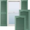 12"W x 80"H Lifetime Vinyl, Standard Cathedral Top Center Mullion, Open Louver Shutters, w/Installation Shutter-Lok's & Matching Screws (Per Pair), Forest Green view 1
