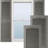 Ekena Millwork Lifetime Vinyl LL1S14X04800TG Standard Cathedral Top Center Mullion, Open Louver Vinyl Shutters, w/Installation Shutter-Lok's & Matching Screws (Per Pair), 14 1/2"W x 48"H, Tuxedo Grey view 1