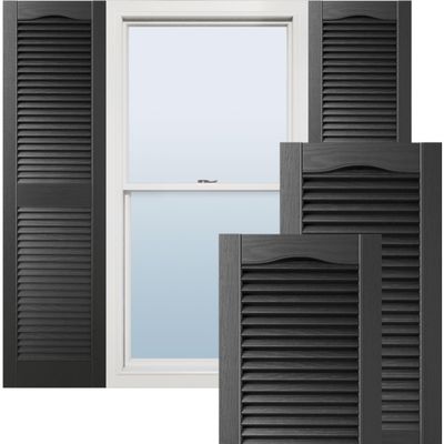 Ekena Millwork Lifetime Vinyl LL1S14X07200BL Standard Cathedral Top Center Mullion, Open Louver Vinyl Shutters, w/Installation Shutter-Lok's & Matching Screws (Per Pair), 14 1/2"W x 72"H, Black