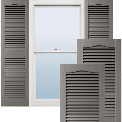 Ekena Millwork Lifetime Vinyl LL1S14X08000TG Standard Cathedral Top Center Mullion, Open Louver Vinyl Shutters, w/Installation Shutter-Lok's & Matching Screws (Per Pair), 14.5"W x 80"H, Tuxedo Grey