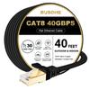 BUSOHE Cat 8 Ethernet Cable 40 FT, 40Gbps 2000MHz Cat8 High Speed Flat Internet Network Patch Cord, SFTP Shielded LAN Wire with Gold Plated RJ45 Connector, with Clips, Outdoor Indoor- 40FT Black view 1