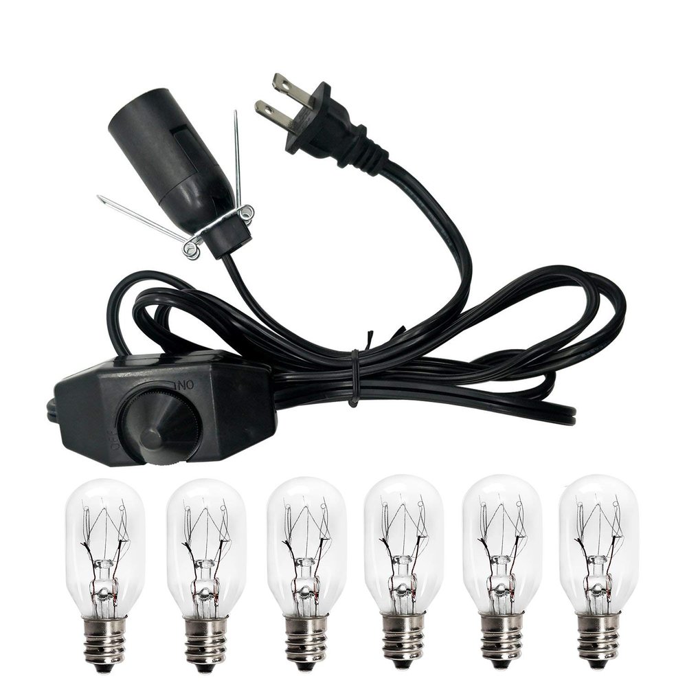 haraqi Himalayan Salt Lamp Cord with Dimmer Switch and 6 Bulbs