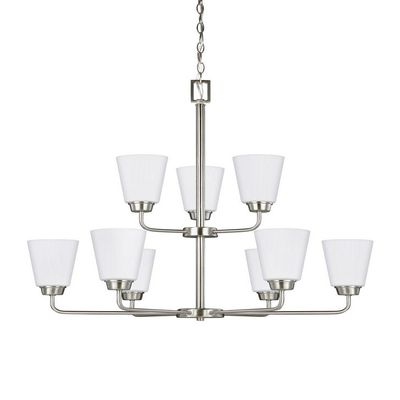 Generation Lighting 3115209EN3-962 Kerrville Nine - Light Chandelier Hanging Modern Fixture, Brushed Nickel