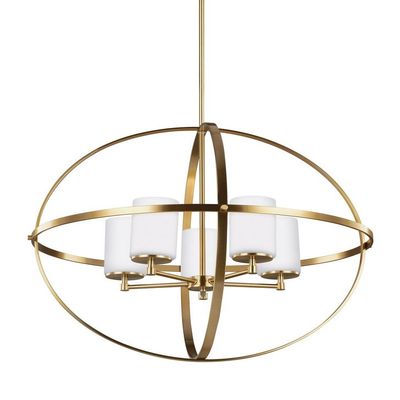 Generation Lighting 3124605EN3-848 Alturas Five - Light Chandelier Hanging Modern Fixture, Satin Brass