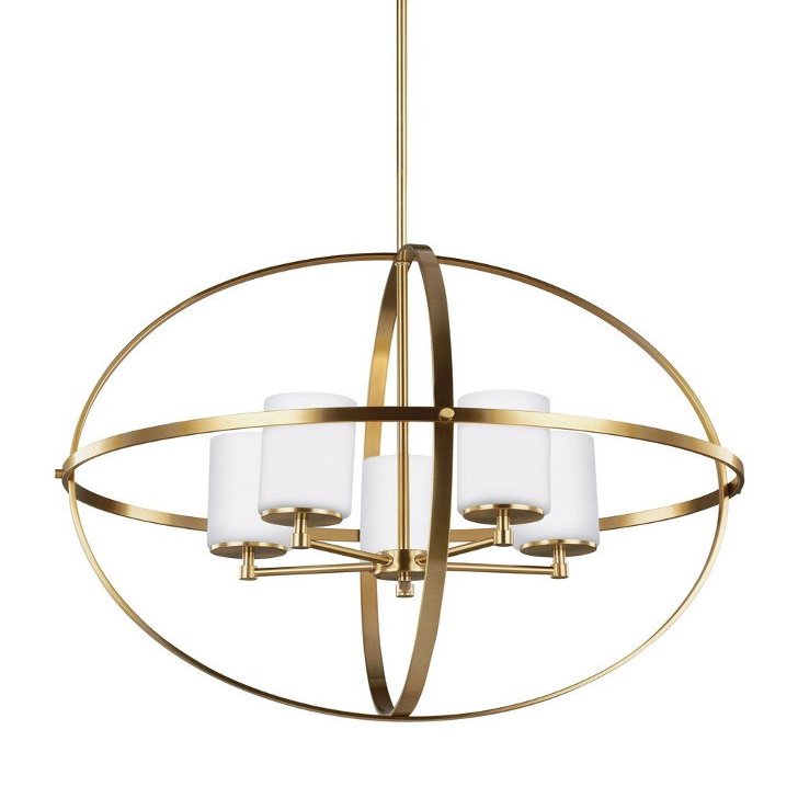 Generation Lighting 3124605EN3-848 Alturas Five - Light Chandelier Hanging Modern Fixture, Satin Brass