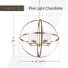Generation Lighting 3124605EN3-848 Alturas Five - Light Chandelier Hanging Modern Fixture, Satin Brass view 3