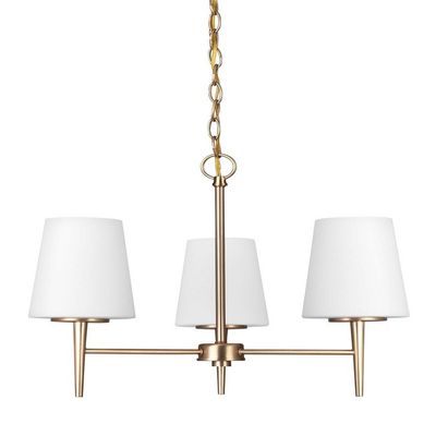 Generation Lighting 3140403EN3-848 Driscoll Three - Light Chandelier Hanging Modern Fixture, Satin Brass, 100 Total Watts, 16.75 Inch Height, 20.5 Inch Diameter, Steel Construction