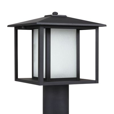 Generation Lighting 89129EN3-12 89129EN3-12 Transitional One Light Outdoor Post Lantern from Seagull Hunnington Collection in Black Finish, 9.00 inches