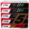 TDK Dynamic Performance D90 High Output IEC I / Type I - 5 Pack Audio Cassette Tapes view 3