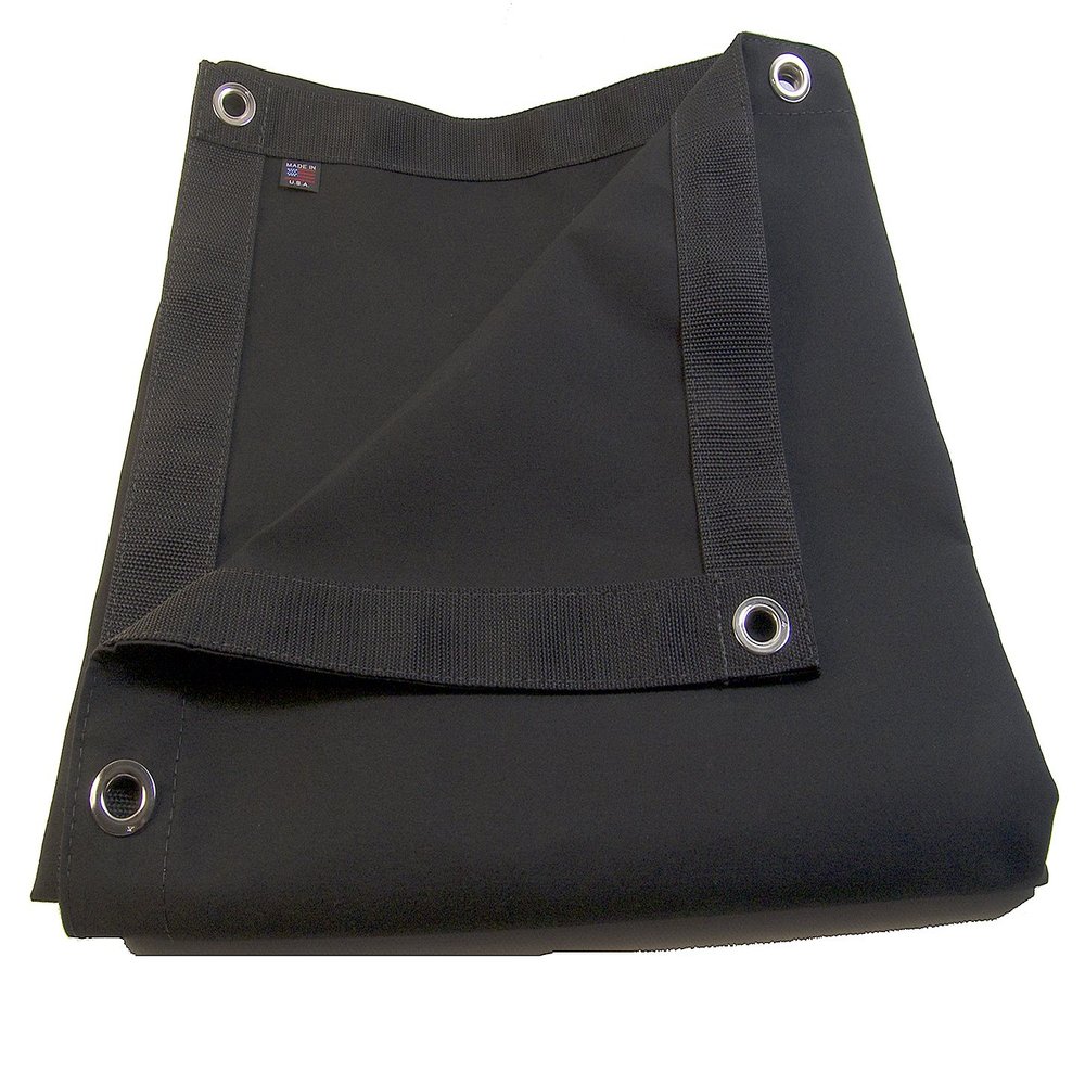 Sunbrella Tarp, Black w/Reinforced Edging & #4 1/2" Nickel Plated Brass Rolled Rim Spur Grommets (3' X 3' Feet)