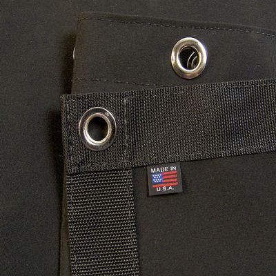 Sunbrella Tarp, Black w/Reinforced Edging & #4 1/2" Nickel Plated Brass Rolled Rim Spur Grommets (4' X 8' Feet)