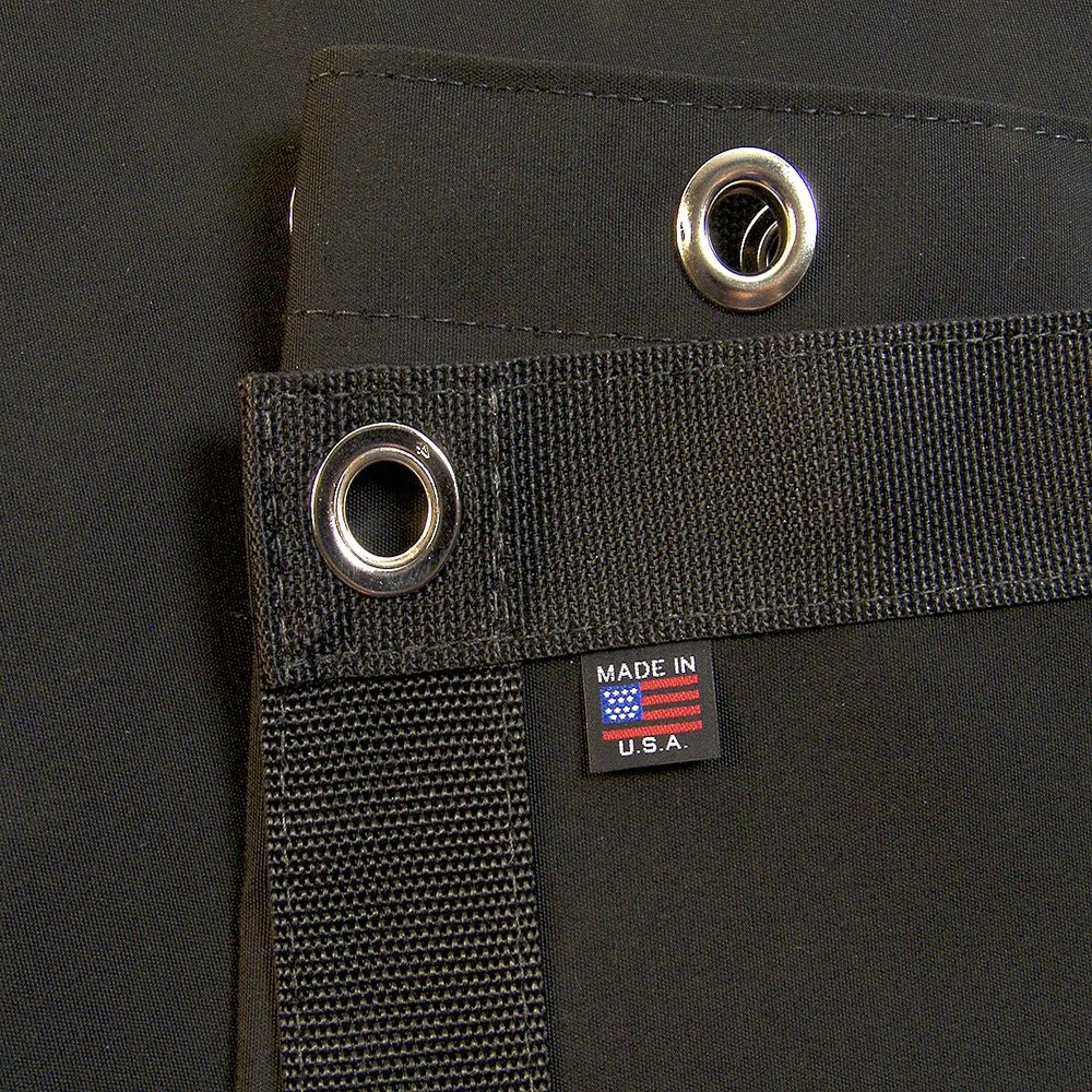 Sunbrella Tarp, Black w/Reinforced Edging & #4 1/2" Nickel Plated Brass Rolled Rim Spur Grommets (4' X 8' Feet)