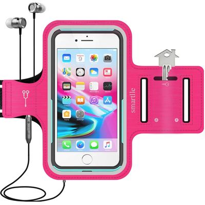 smartlle Arm Phone Holder for Running, Armband Cellphone for iPhone 15 14 13 12 11 Pro Max/XR/8 7 6s Plus, for Galaxy A/S/Note Up to 6.9, for Exercise Gym Fitness Sports Gear -Pink