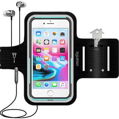 smartlle Arm Phone Holder for Running, Armband Cellphone for iPhone 15 14 13 12 11 Pro Max/XR/8 7 6s Plus, for Galaxy A/S/Note Up to 6.9, for Exercise Gym Fitness Sports Gear-Black