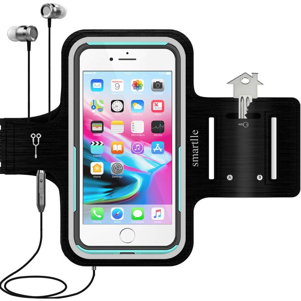 smartlle Arm Phone Holder for Running, Armband Cellphone for iPhone 15 14 13 12 11 Pro Max/XR/8 7 6s Plus, for Galaxy A/S/Note Up to 6.9, for Exercise Gym Fitness Sports Gear-Black