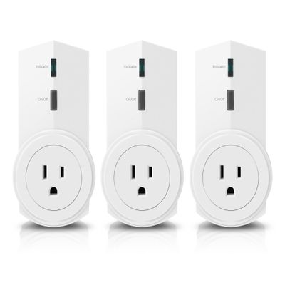 Aluratek AWHAS0103F Smart Outlet Wireless Remote Light Switch, White -3 Pack