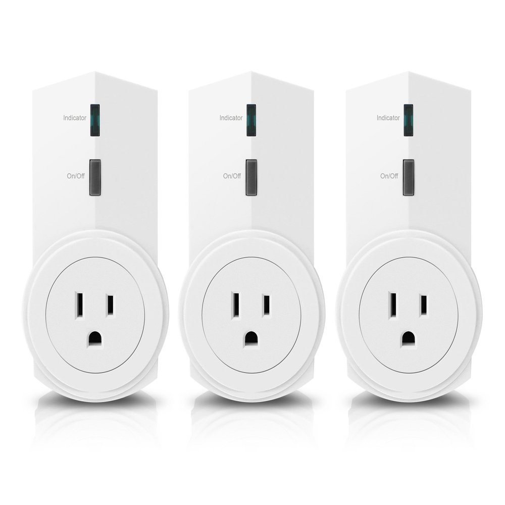 Aluratek AWHAS0103F Smart Outlet Wireless Remote Light Switch, White -3 Pack