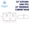 Nantucket Sinks ZR3219-OS-16 33-Inch Pro Series Offset Double Bowl Undermount Kitchen Sink, Stainless Steel view 2