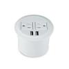 Desktop Power Grommet Power Outlet Socket Desk Data Center 2 Outlet with 2 USB Ports with 10 FT Extension Cord(White) view 2