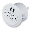 Desktop Power Grommet Power Outlet Socket Desk Data Center 2 Outlet with 2 USB Ports with 10 FT Extension Cord(White) view 3