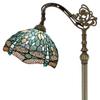 WERFACTORY Tiffany Style Reading Floor Lamp Sea Blue Stained Glass with Crystal Bead Dragonfly Lampshade in 64 Inch Tall Antique Arched Base for Bedroom Living Room Lighting S147 (No Bulb) view 1
