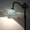 WERFACTORY Tiffany Style Reading Floor Lamp Sea Blue Stained Glass with Crystal Bead Dragonfly Lampshade in 64 Inch Tall Antique Arched Base for Bedroom Living Room Lighting S147 (No Bulb) view 2
