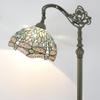 WERFACTORY Tiffany Style Reading Floor Lamp Sea Blue Stained Glass with Crystal Bead Dragonfly Lampshade in 64 Inch Tall Antique Arched Base for Bedroom Living Room Lighting S147 (No Bulb) view 3