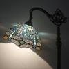 WERFACTORY Tiffany Style Reading Floor Lamp Sea Blue Stained Glass with Crystal Bead Dragonfly Lampshade in 64 Inch Tall Antique Arched Base for Bedroom Living Room Lighting S147 (No Bulb) view 4