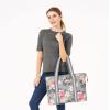 MOSISO Laptop Tote Bag for Women (17-17.3 inch), Canvas Rose Multifunctional Work Travel Shopping Duffel Carrying Shoulder Handbag Compatible with MacBook, Notebook and Chromebook, Grey view 2