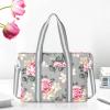 MOSISO Laptop Tote Bag for Women (17-17.3 inch), Canvas Rose Multifunctional Work Travel Shopping Duffel Carrying Shoulder Handbag Compatible with MacBook, Notebook and Chromebook, Grey view 3