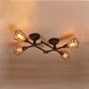 KWOKING Lighting Industrial Cross Plumbing Semi Flush Mount Ceiling Light Barn Lighting Pipe Chandelier with Cage Shade Farmhouse Light Fixture Vintage Hanging Lamp 4 Lights Rust Finish view 1